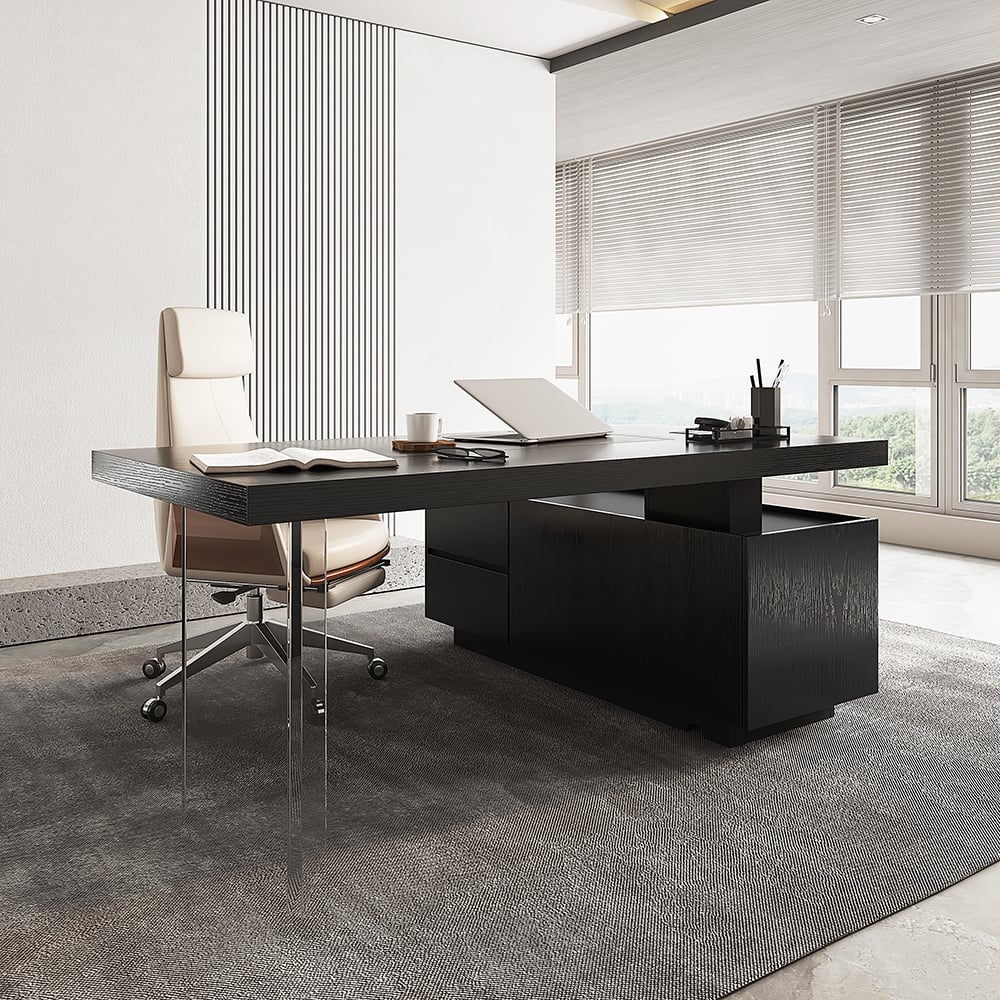 Customer Reviews for 1815mm Modern Black L-Shape Standing Executive Desk with Side Cabinet