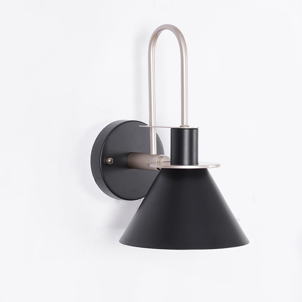 Questions and Answers for Modern 1-Light Cone Indoor Wall Sconce Metal Tapered Shade Wall Light in Black