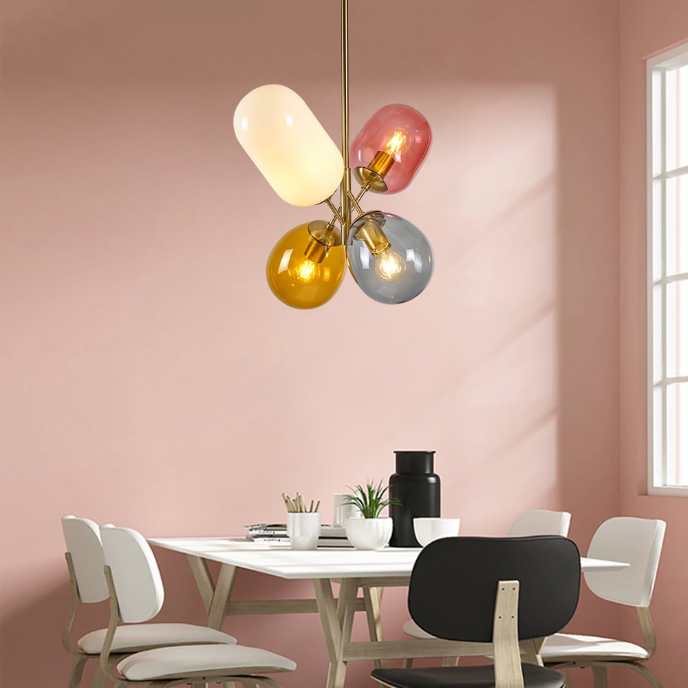Customer Reviews for Modern Lovely 4-Light Colorful Chandelier Glass Balloon Pendant Light
