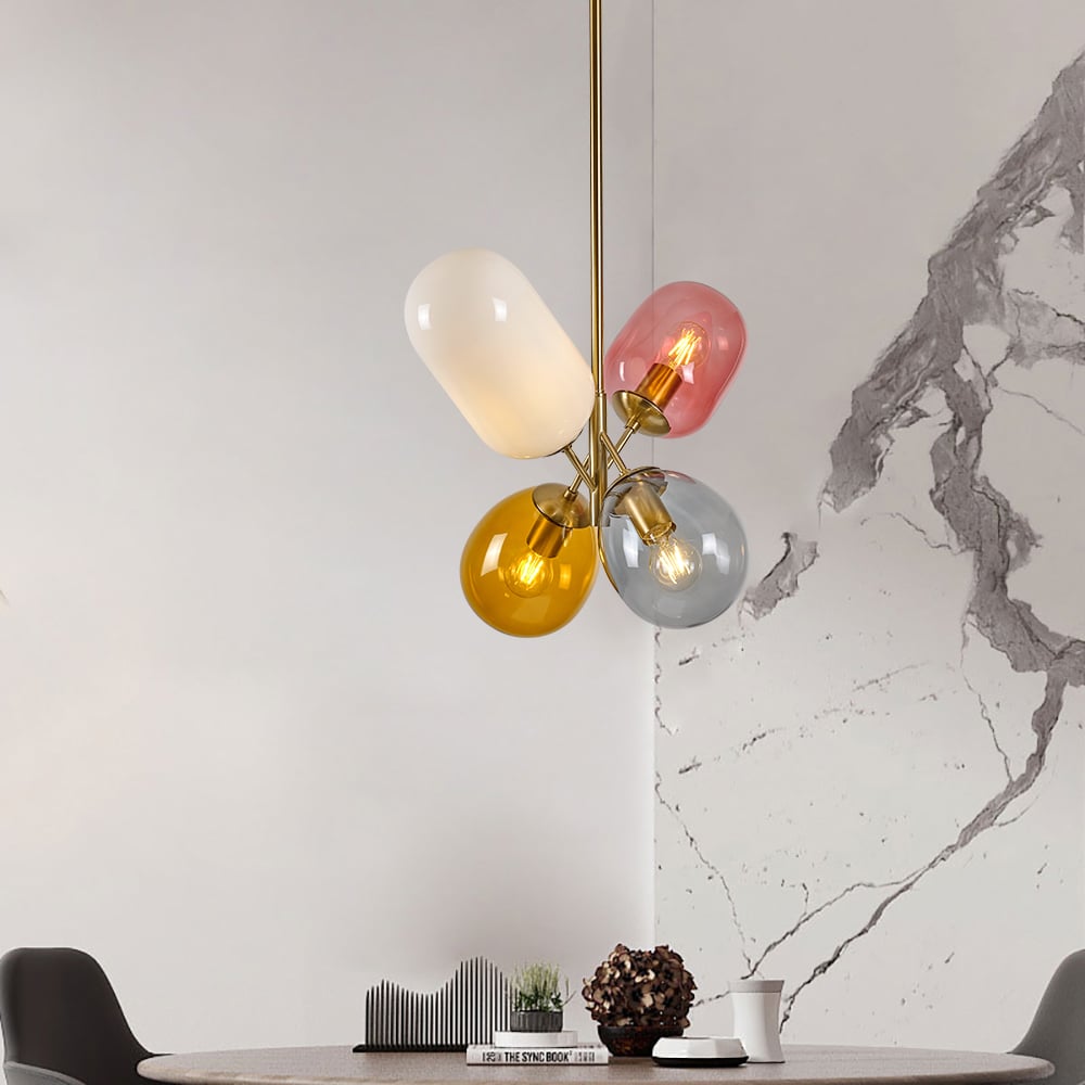 Customer Reviews for Modern Lovely 4-Light Colorful Chandelier Glass Balloon Pendant Light