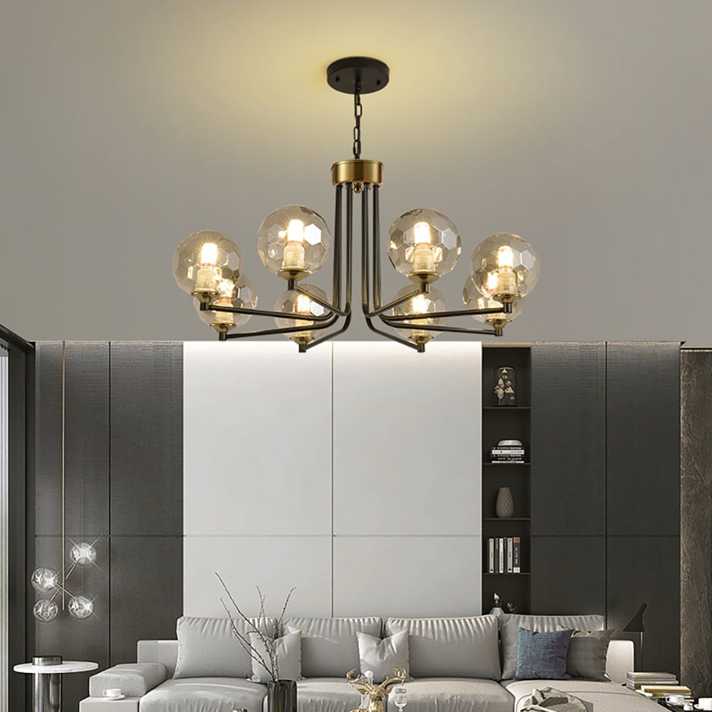 Customer Reviews for 8-Light Sputnik Chandelier in Black & Gold Globe Glass Shade Included