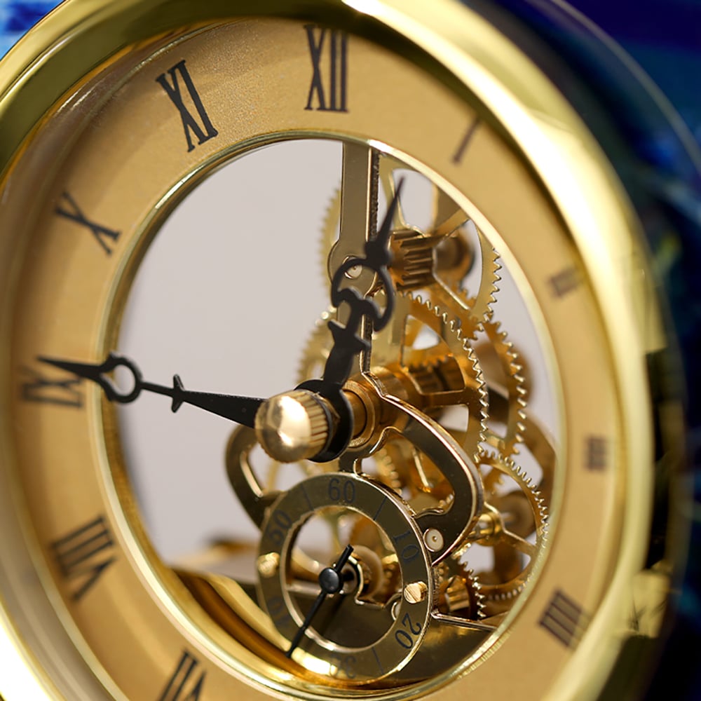 Questions and Answers for Glam Metal and Agate Design Deer Head Hexagon Desk Clock Home Decor Gold Table Clock