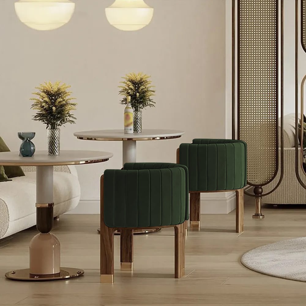 Questions and Answers for Velvet Fluted Upholstered Accent Chair with Wood Frame