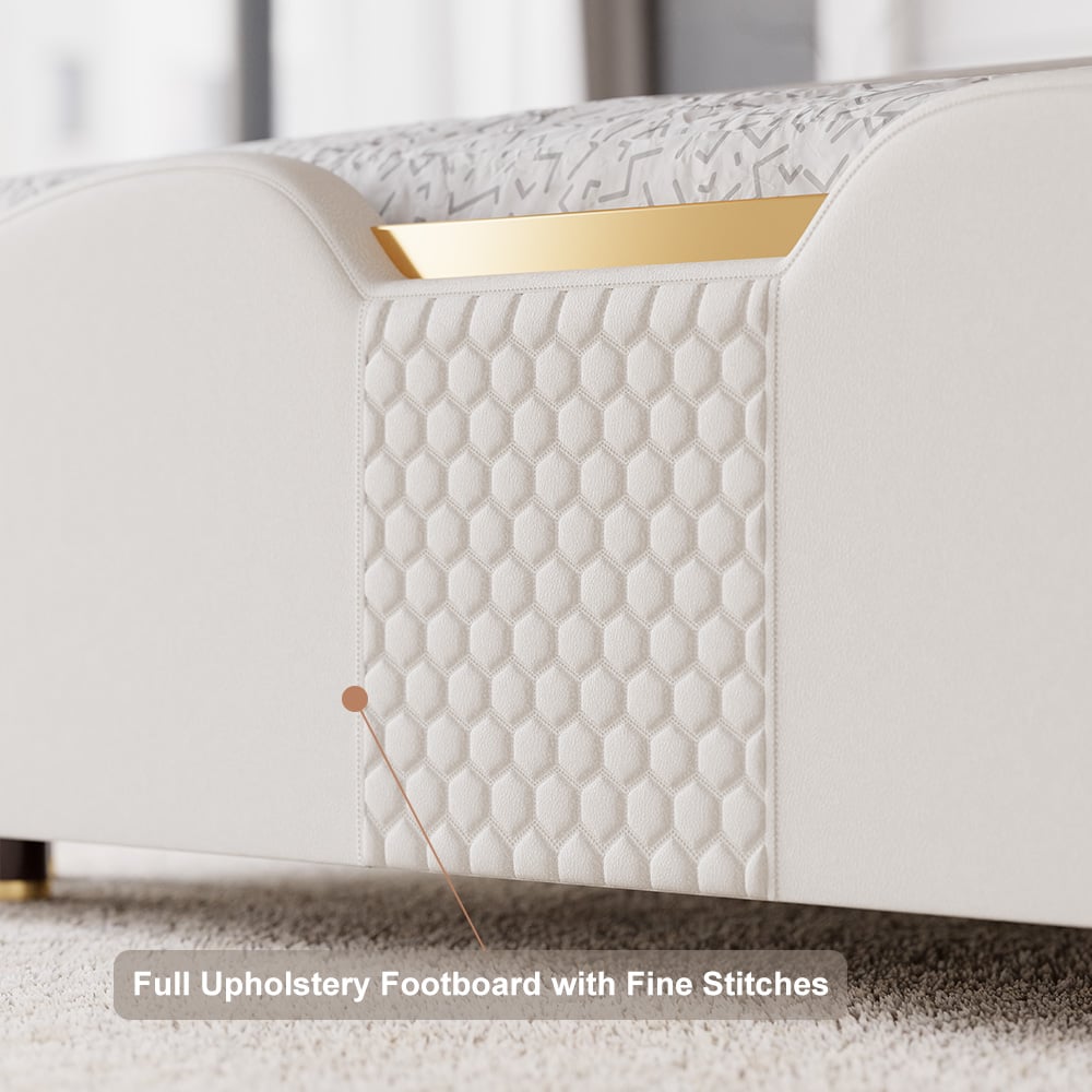 Barrel White Fluted Nightstand & King Size Upholstered Bed Frame with Tufted Headboard Barrel White Fluted Nightstand & King Size Upholstered Bed Frame with Tufted Headboard window image