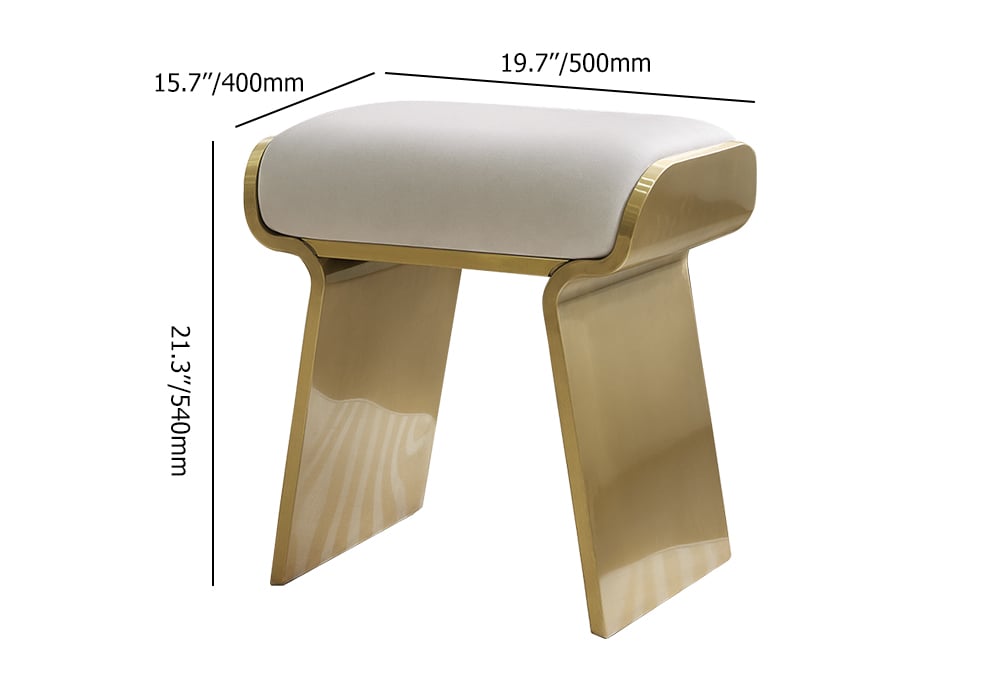 Upart Leath-aire Upholstered Vanity Stool with Gold Frame weights dimensions image