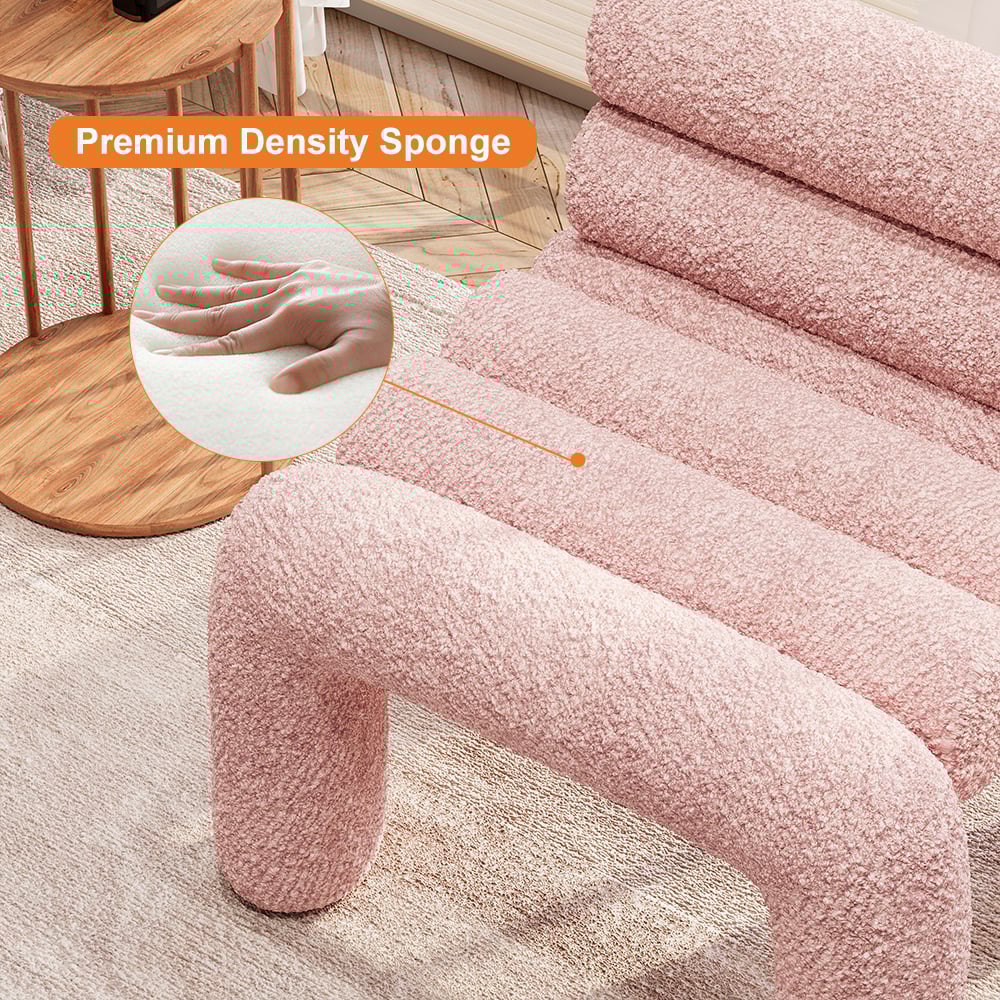 Pink Boucle Accent Chair - Thumbnail 5