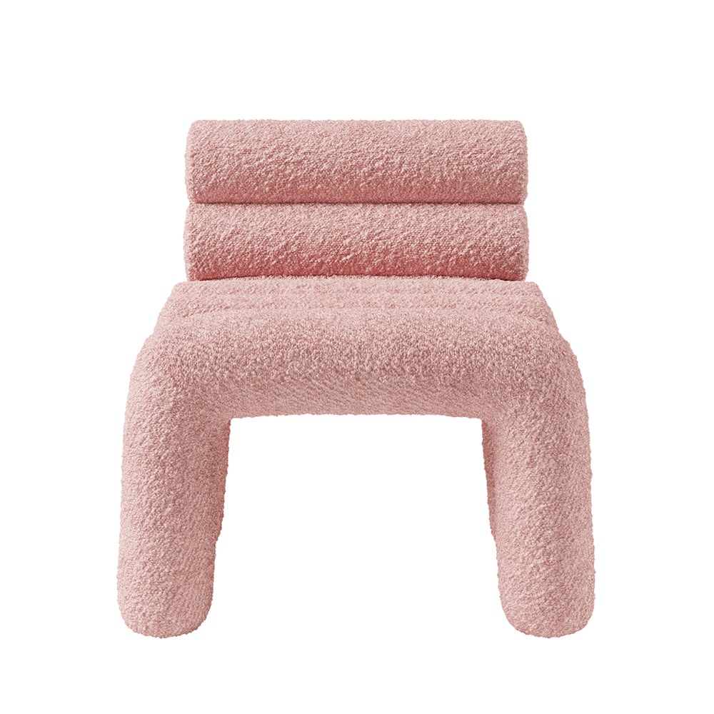 Pink Boucle Accent Chair