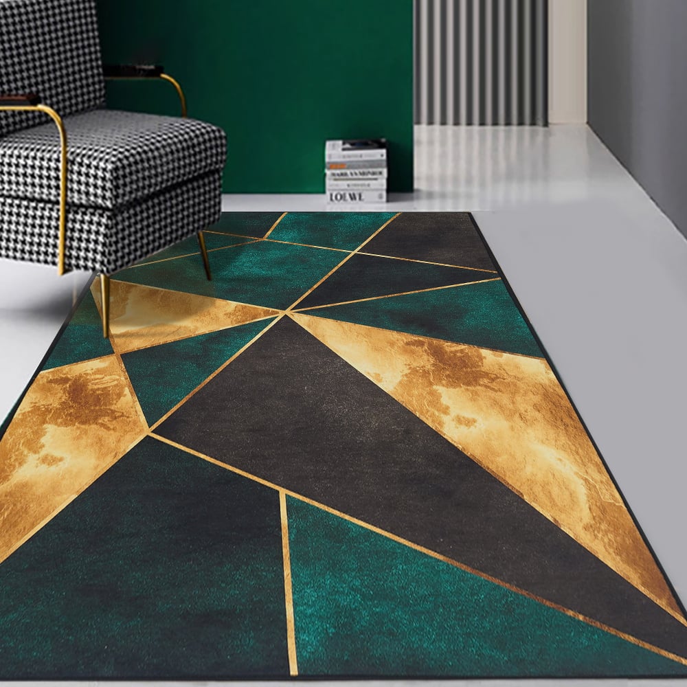 Customer Reviews for 1600mm x 2300mm Green Black and Gold Modern Geometirc Rectangle Indoor Area Rug