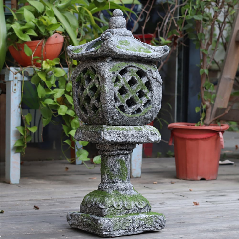 Customer Reviews for Outdoor Garden Japanese Solar Lantern Sculpture Concrete Gray Fiberglass Asian Decor