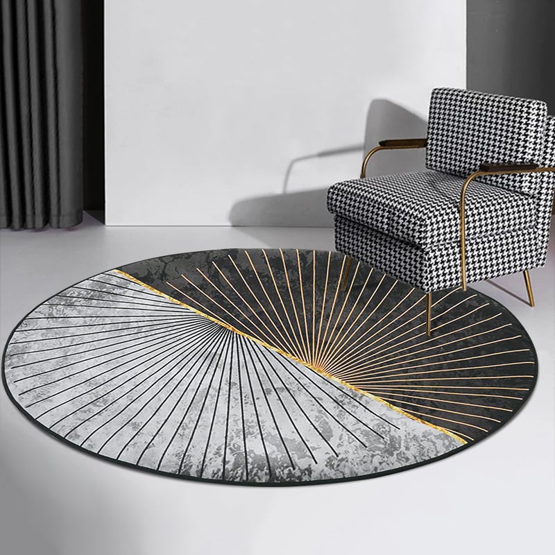 Questions and Answers for 1200m x 1200mm Modern Abstract Gray & Gold Mix Colours Round Area Rug Decorative Carpet