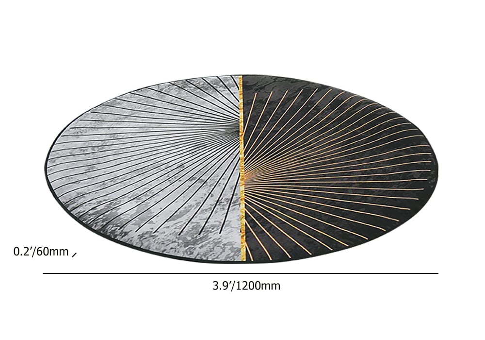 Questions and Answers for 1200m x 1200mm Modern Abstract Gray & Gold Mix Colours Round Area Rug Decorative Carpet