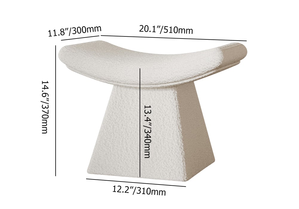 Boucle Curve Ottoman Unique Footstool weights dimensions image