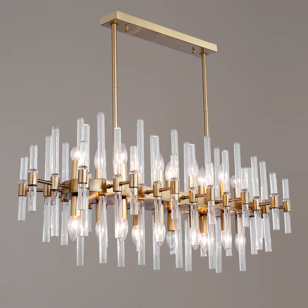 Customer Reviews for Crylick Modern Metal & Glass 20-Light Kitchen Island Pendant Light Chandelier in Brass