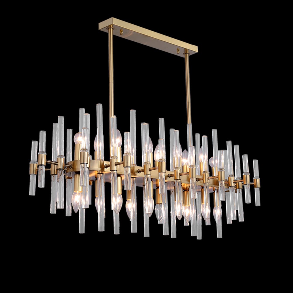 Customer Reviews for Crylick Modern Metal & Glass 20-Light Kitchen Island Pendant Light Chandelier in Brass