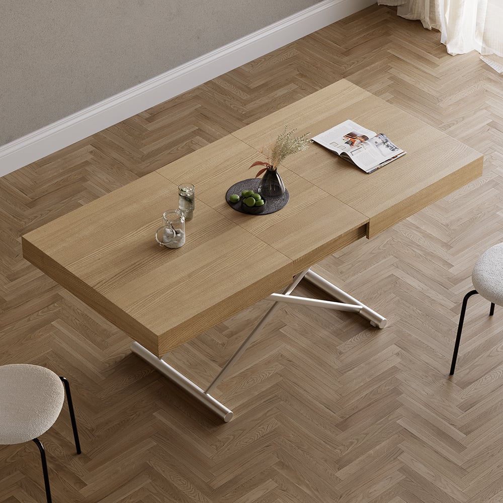 Hodnocení zákazníků pro položku Moderní výsuvný konferenční stolek a jídelní stůl z přírodního dřeva Obdélníkový výškově nastavitelný