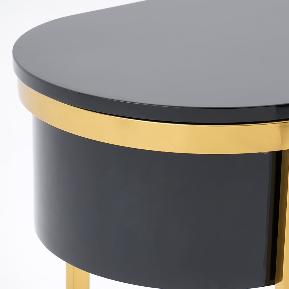 Questions and Answers for 39.4" Black Modern Console Table with Drawers and Double Stainless Steel Sled