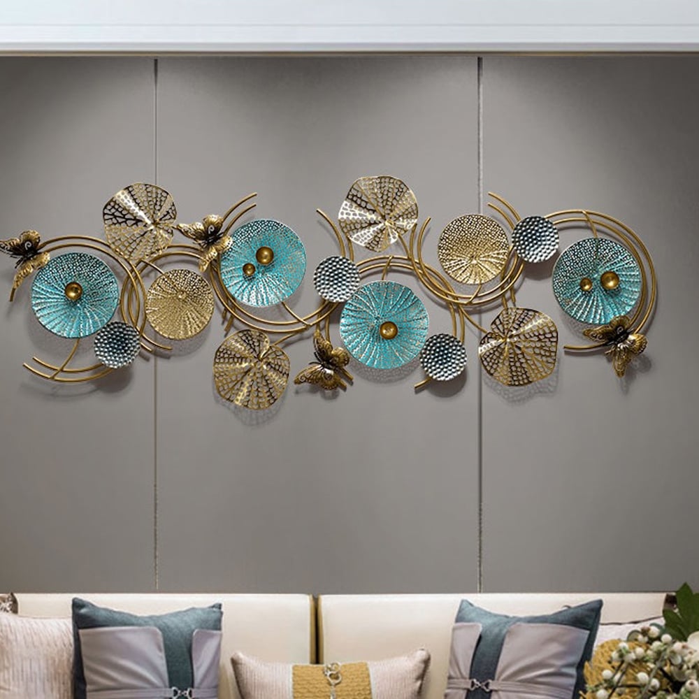 Questions and Answers for 1200mmW*470mmH 3D Lotus Leaves Wall Decor Home Luxury Metal Wall Art