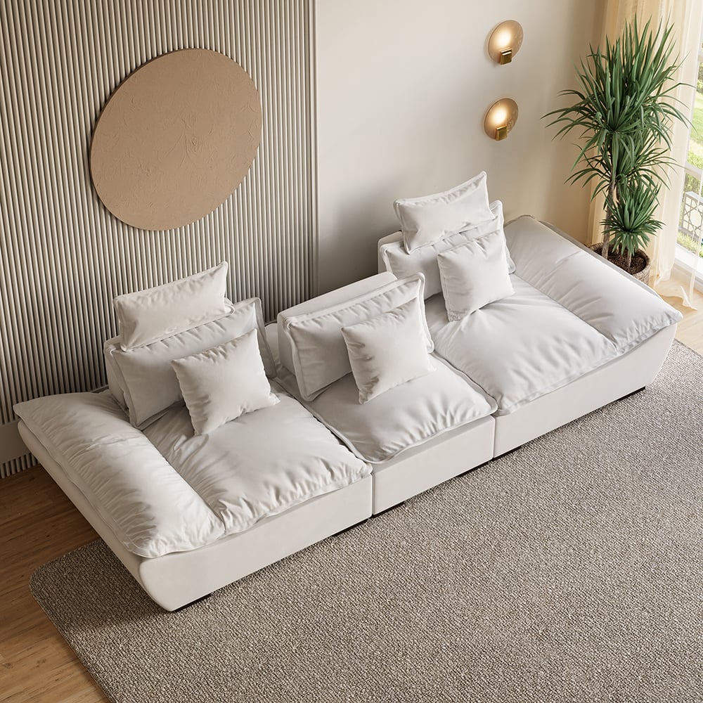 Oceny klientów dla 109,4" Nowoczesna biała 3-osobowa głęboka sofa Leath-Aire z regulowanym oparciem Żaglówką