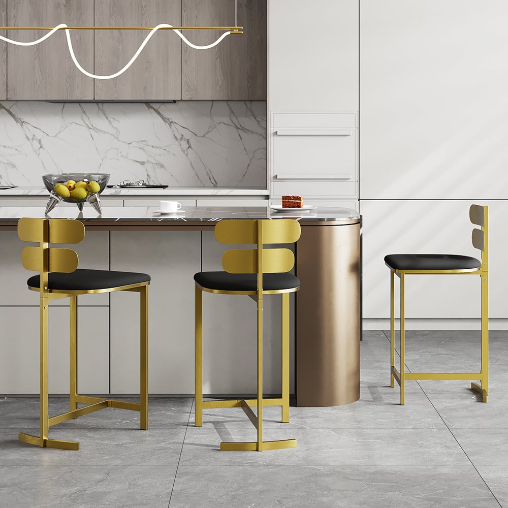 Questions and Answers for Modern PU Leather Black Counter Stools with Back Breakfast Kitchen Counter Stool