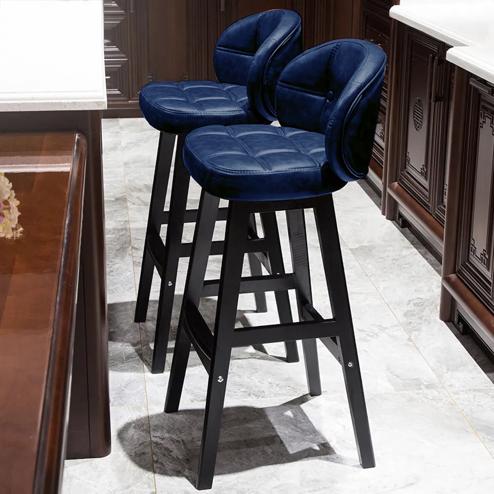 Customer Reviews for Set of 2 Rustic PU Leather Bar Stools with Upholstery Blue