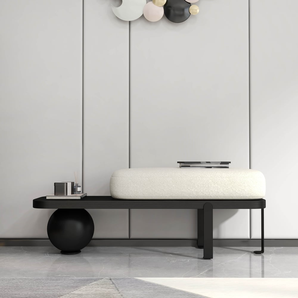 Avis Clients sur Console incurvée blanche et dorée de 1000 mm et ensemble de banc d'entrée en bois avec pieds en métal