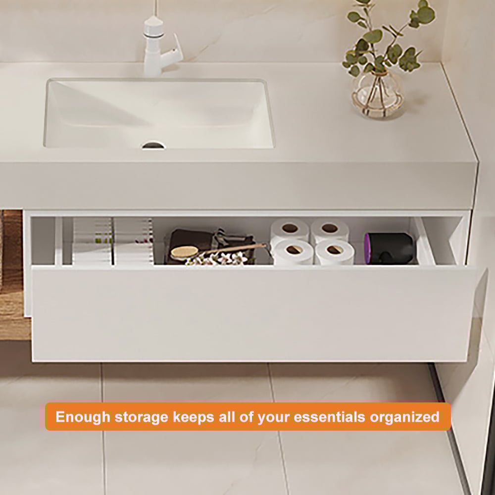 Hodnocení zákazníků pro položku Moderní plovoucí toaletní sada do koupelny, v bílé a přírodní barvě, s umyvadlem