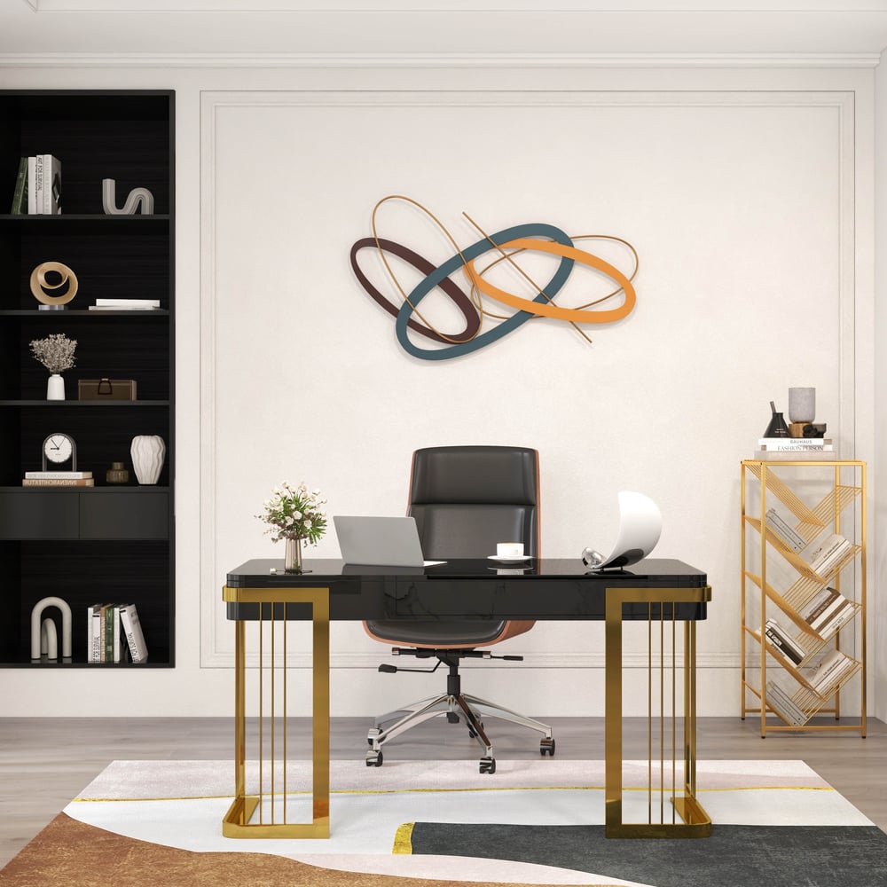 Questions and Answers for 1200mm Glossy Black Wooden Writing Office Computer Desk with Drawer Modern Gold Base