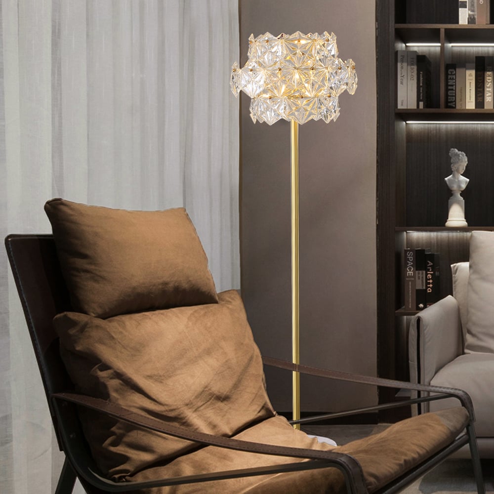 Customer Reviews for Glam 3-Light Gold Plug-in Brass Standing Floor Lamp with Marble Base for Living Room