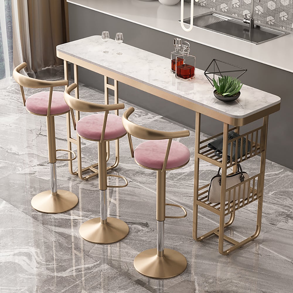 Questions et Réponses pour Tabouret de bar de luxe moderne, réglable et abordable, pivotant et en velours rose