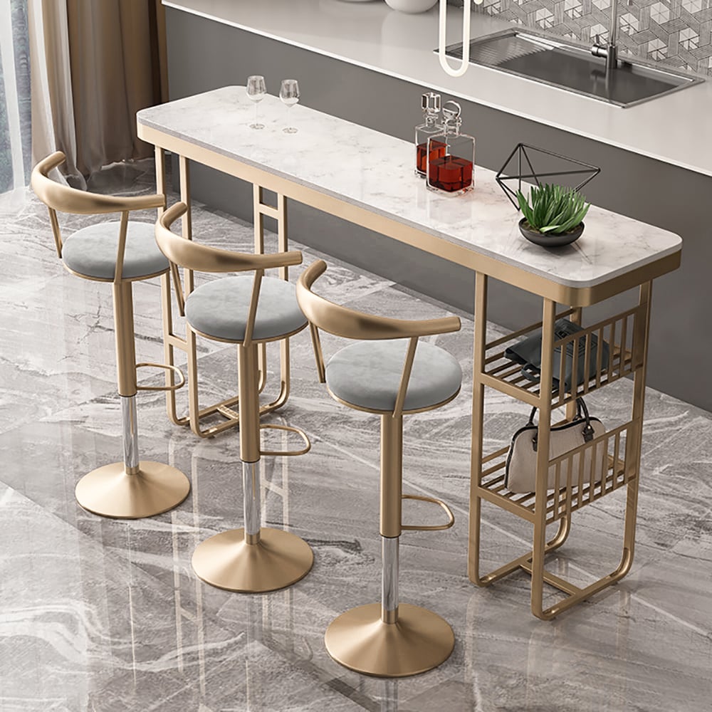 Avis Clients sur Tabouret de bar de luxe moderne, réglable et abordable avec pivot et en velours gris