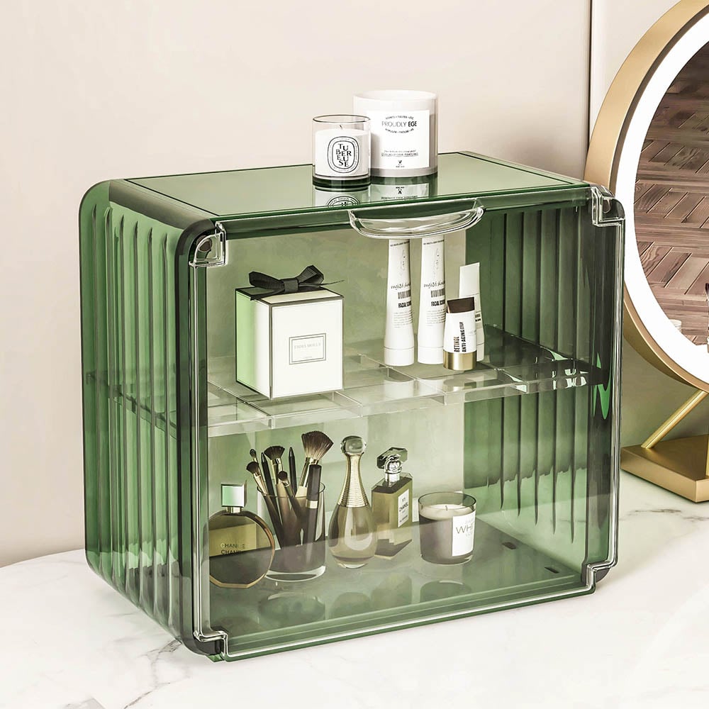 Customer Reviews for Modern 2-Tier Green & Transparent Desk Organizer Storage Rack Acrylic Adjustable Shelf