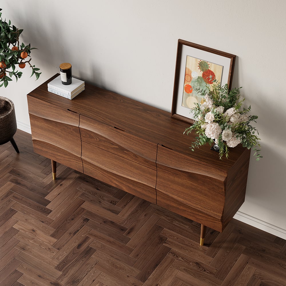 Klantrecensies voor Lake 180 cm Notenhouten Dressoir met Golvende 2 Deuren & 2 Laden