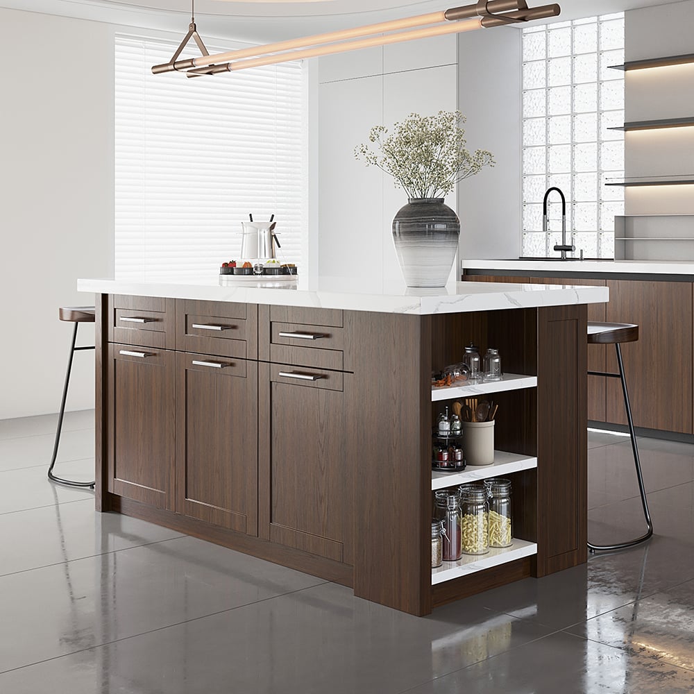 Customer Reviews for 72" Modern Style Laminate Kitchen Islands with Multi-Storage Walnut