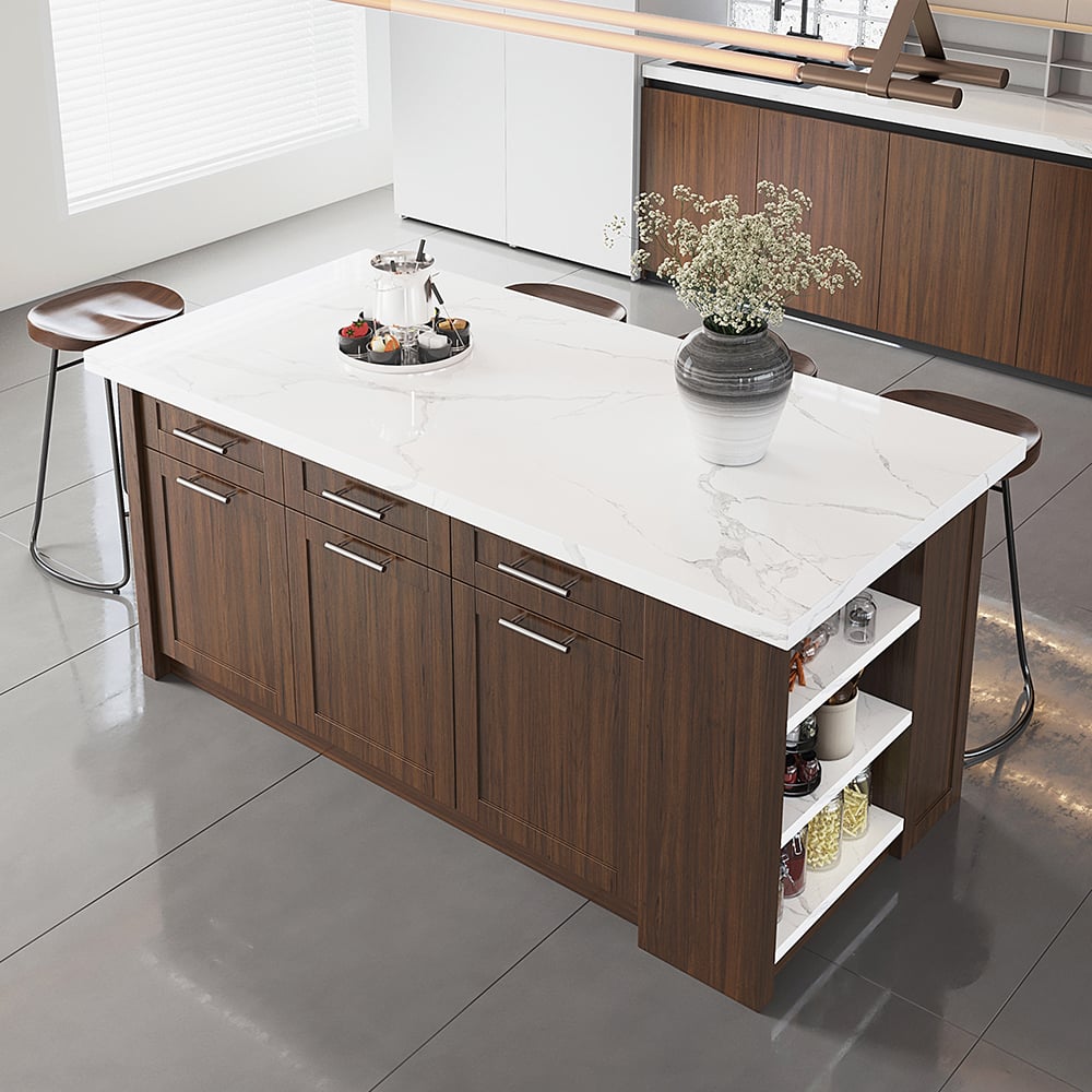 Customer Reviews for 72" Modern Style Laminate Kitchen Islands with Multi-Storage Walnut