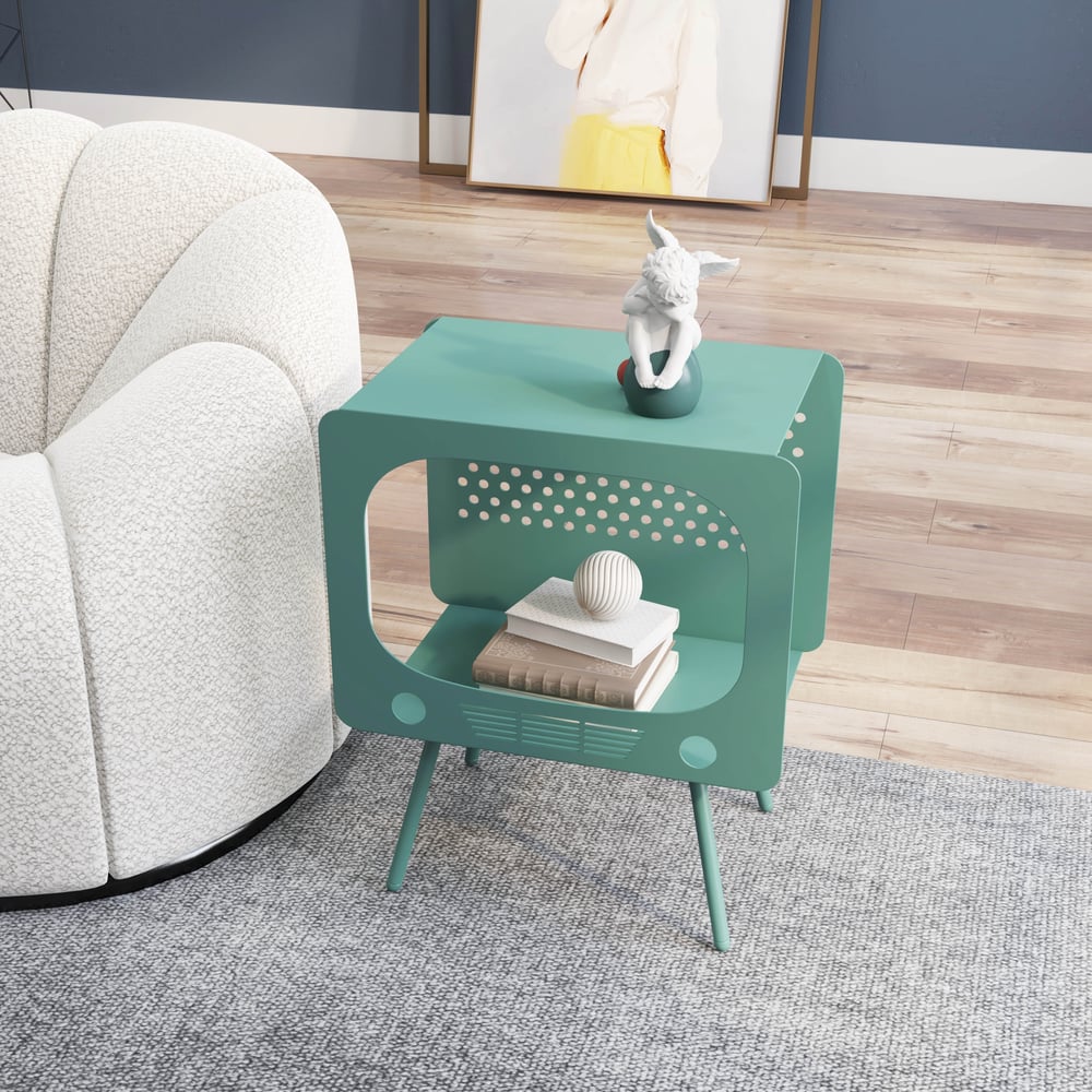 Perguntas e respostas para Prateleira de exibição Stert TV Sculpt Mesa final exclusiva em verde