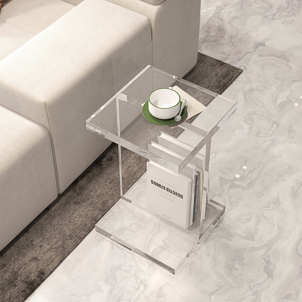 Questions and Answers for Square Clear Acrylic End Table Modern Side Table