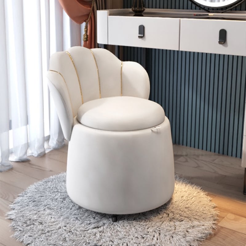 Customer Reviews for Modern White Swivel Velvet Vanity Stool Petal Back Makeup Accent Chair