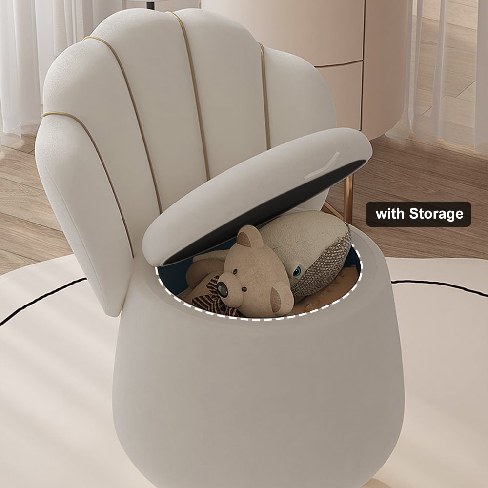 Customer Reviews for Modern White Swivel Velvet Vanity Stool Petal Back Makeup Accent Chair