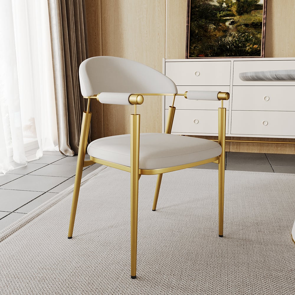 Perguntas e respostas para Conjunto de 2 cadeiras de jantar modernas de luxo acessíveis com estofamento em couro PU branco