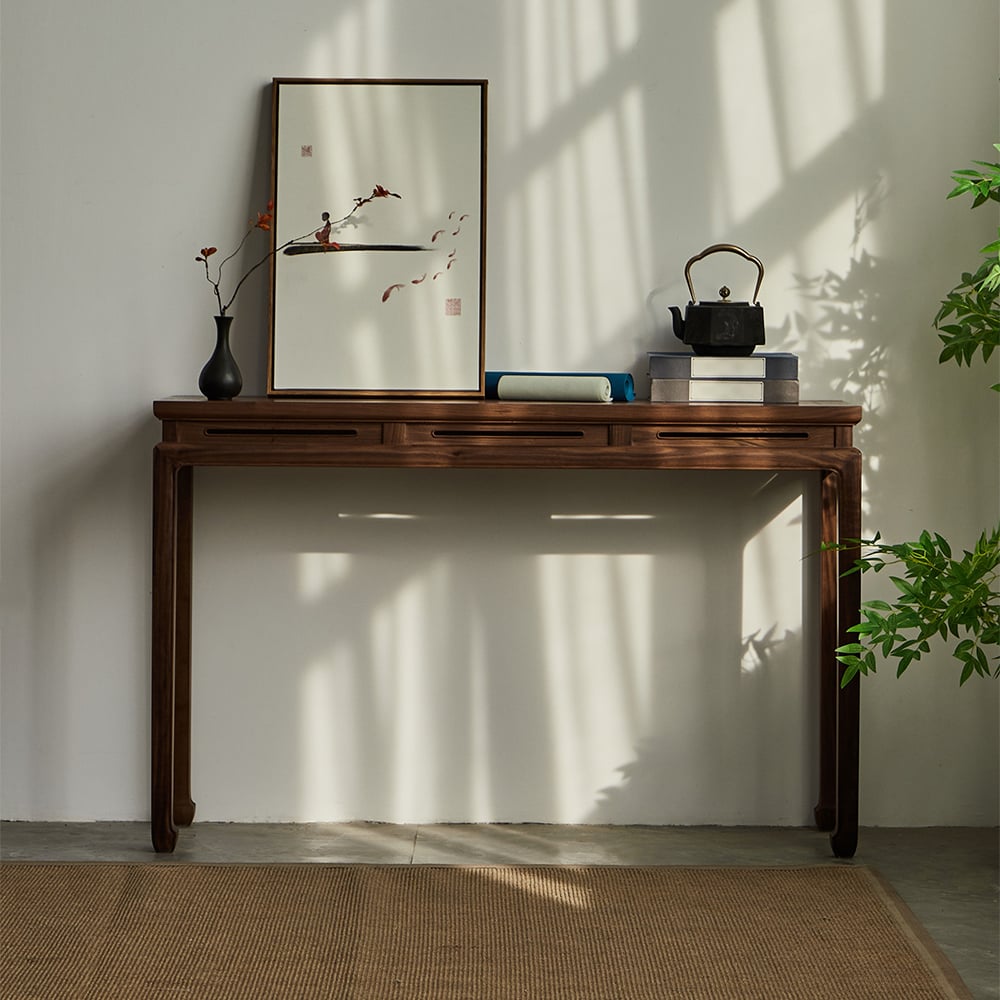 Questions and Answers for 47.2" Mid Century Modern Console Table Walnut Solid Wood Entryway Table with 4 Legs