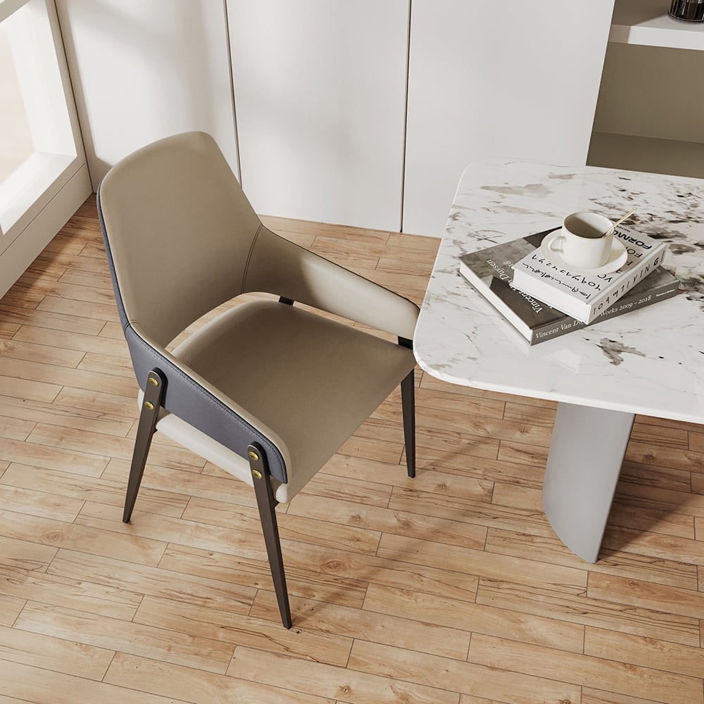 Questions and Answers for Modern Khaki PU Leather Upholstered Dining Chairs (Set of 2) with Solid Back