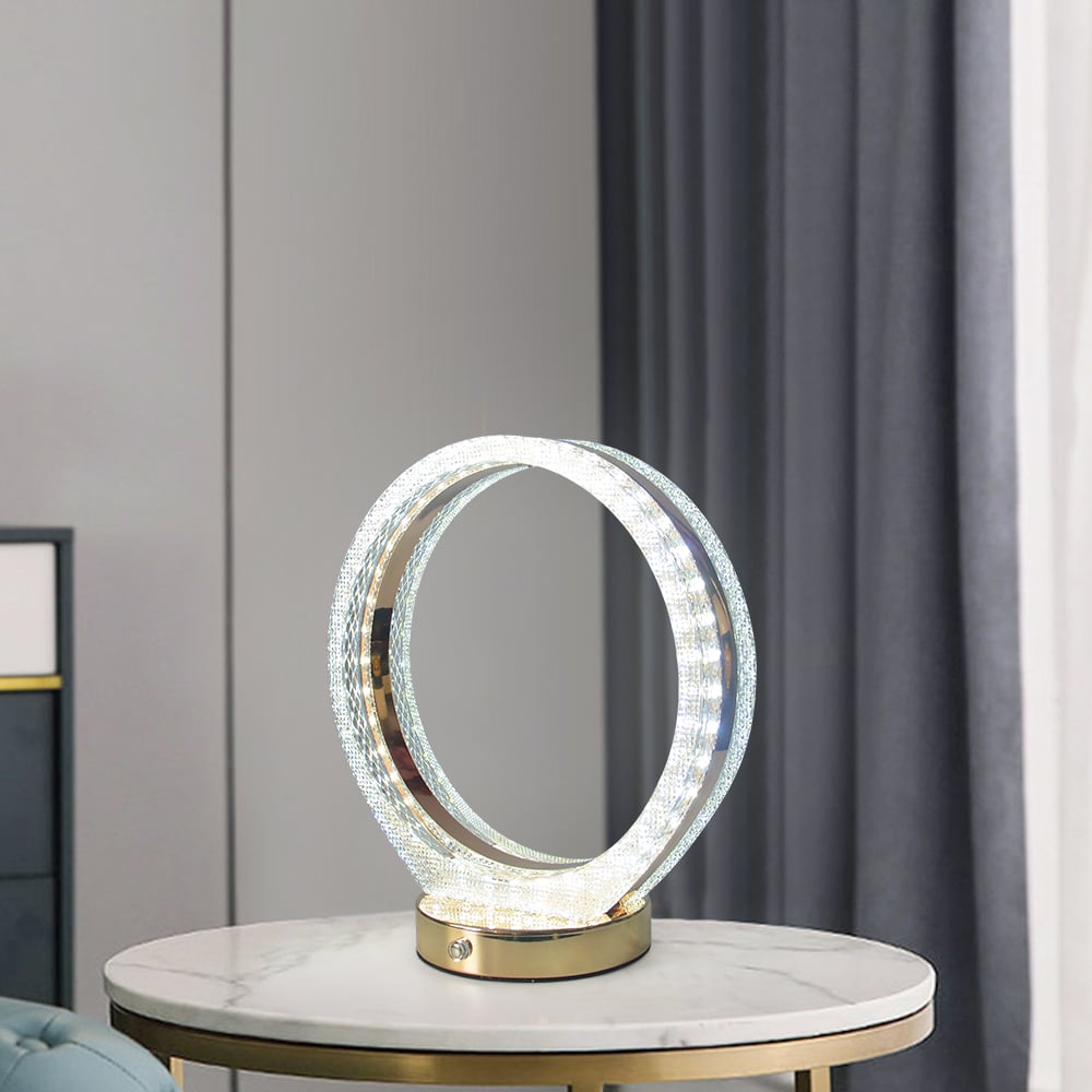 Questions and Answers for Circle Crystal Table Lamp Cordless Desk Lamp in Rose Gold with Built-in LED Dimmable