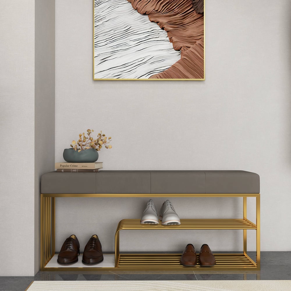 Oceny klientów dla Aksamitna tapicerowana ławka wejściowa z ławką do przechowywania w kolorze szarym