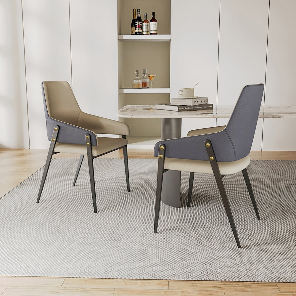 Questions and Answers for Modern Khaki PU Leather Upholstered Dining Chairs (Set of 2) with Solid Back