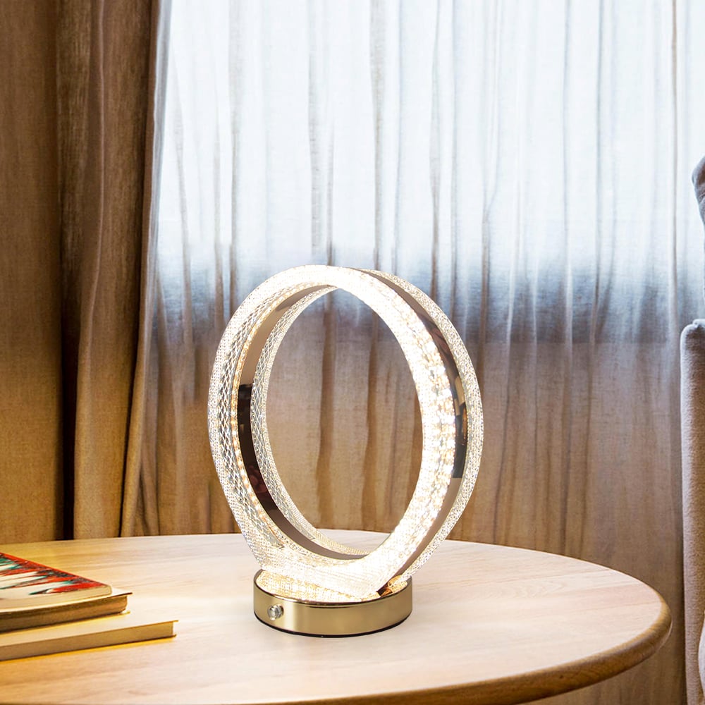 Questions and Answers for Circle Crystal Table Lamp Cordless Desk Lamp in Rose Gold with Built-in LED Dimmable