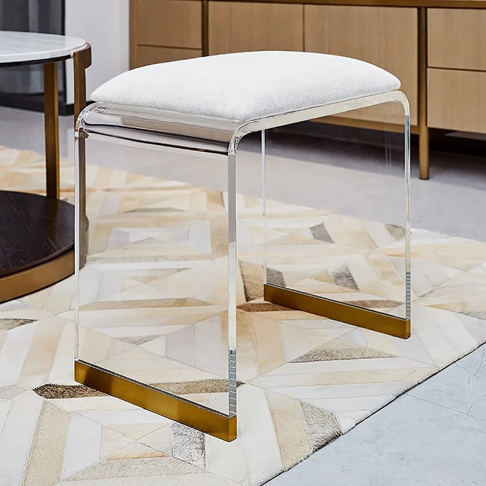 Customer Reviews for White Acrylic Ottoman Vanity Stool Clear and Gold-Small