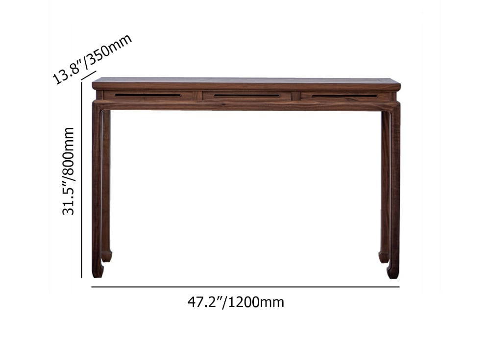 47.2" Mid Century Modern Console Table Walnut Solid Wood Entryway Table with 4 Legs weights dimensions image