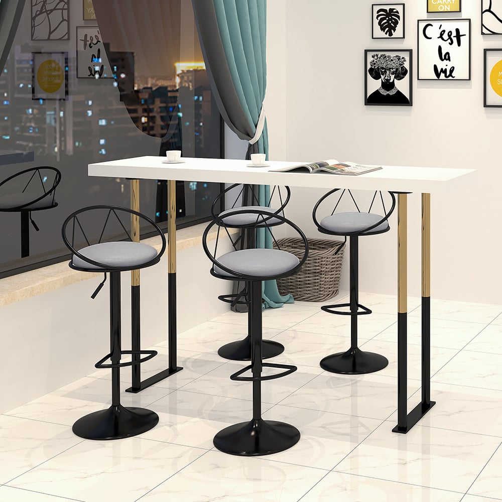 Recensioni dei clienti per Set di 2 moderni sgabelli da bancone girevoli in pelle PU con rivestimento grigio