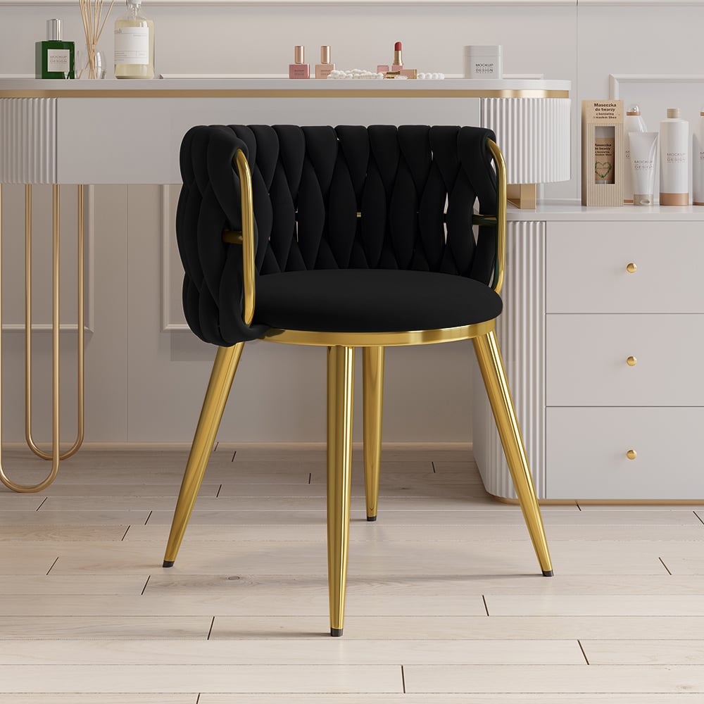 Questions et Réponses pour Chaise de salle à manger Sweave noir en velours rembourrée, 1 pièce