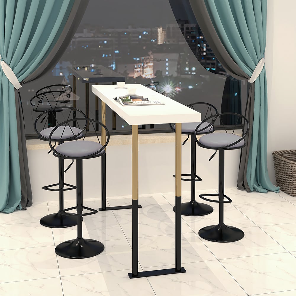 Recensioni dei clienti per Set di 2 moderni sgabelli da bancone girevoli in pelle PU con rivestimento grigio